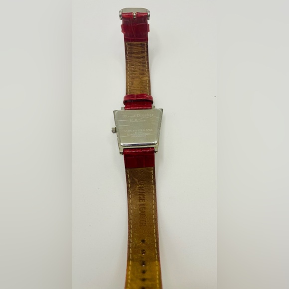 Vintage Marcel Druker Trapezoid Mother of Pearl Dial Quartz Watch w/ Red Band main image 6
